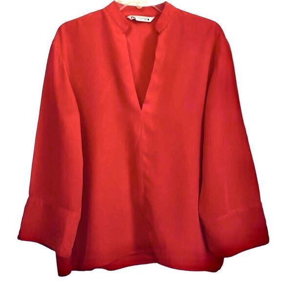 Zara Viscose Tunic with 3/4 Sleeves in Muted Red Women’s M - Picture 1 of 10